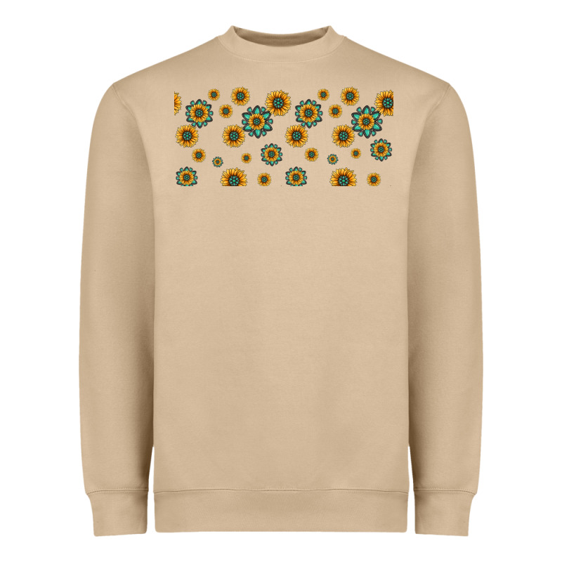 Sunflowers And Turquoise 16oz Libbey Glass Heavyweight Sweatshirt by HRA Design Shop | Teevron
