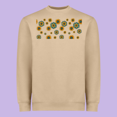 Sunflowers And Turquoise 16oz Libbey Glass Heavyweight Sweatshirt Designed By Hra Design Shop