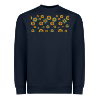 Navy sunflowers and turquoise 16oz libbey glass Heavyweight Sweatshirt - HRA Design Shop
