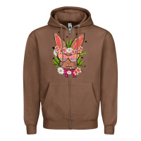 Chestnut bunny with floral Zipper Hoodie - MaliasSmallBusiness