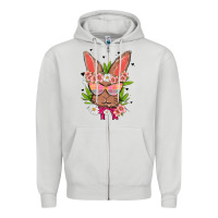 Dove Grey bunny with floral Zipper Hoodie - MaliasSmallBusiness