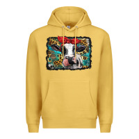 Antique Gold holstein cow with glitter and leopard background Premium Hoodie - BarkalooDesign