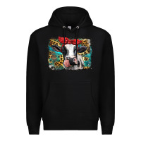 Black holstein cow with glitter and leopard background Premium Hoodie - BarkalooDesign