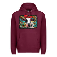 Burgundy holstein cow with glitter and leopard background Premium Hoodie - BarkalooDesign