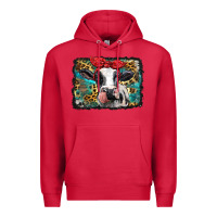 Cardinal holstein cow with glitter and leopard background Premium Hoodie - BarkalooDesign