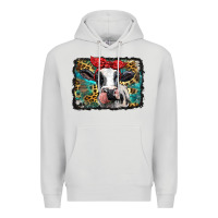 Dove Grey holstein cow with glitter and leopard background Premium Hoodie - BarkalooDesign
