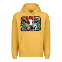 Mustard holstein cow with glitter and leopard background Premium Hoodie - BarkalooDesign