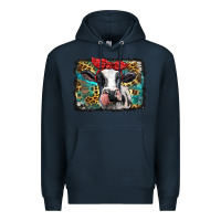 Navy holstein cow with glitter and leopard background Premium Hoodie - BarkalooDesign