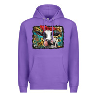 Purple holstein cow with glitter and leopard background Premium Hoodie - BarkalooDesign