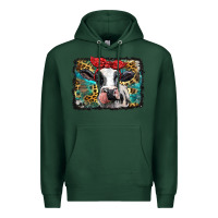 Sports Green holstein cow with glitter and leopard background Premium Hoodie - BarkalooDesign