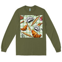 Army Green chef tools seamless pattern Long Sleeve Tee - BundleAndBundleShop