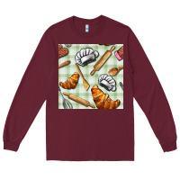 Burgundy chef tools seamless pattern Long Sleeve Tee - BundleAndBundleShop