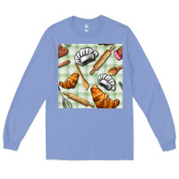 Colony Blue chef tools seamless pattern Long Sleeve Tee - BundleAndBundleShop