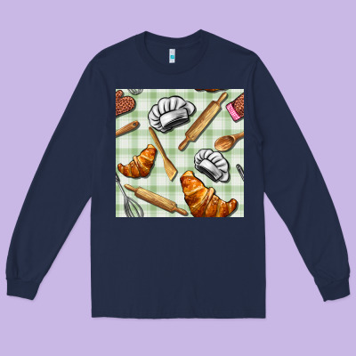 Chef Tools Seamless Pattern Long Sleeve Tee Designed By Bundleandbundleshop