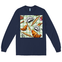 Navy chef tools seamless pattern Long Sleeve Tee - BundleAndBundleShop