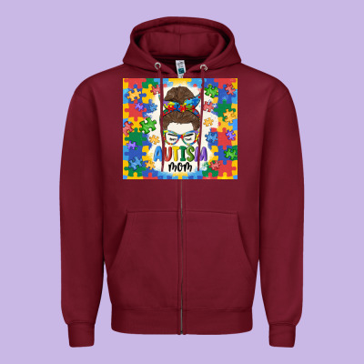 Autism Mom Zipper Hoodie Designed By Maliassmallbusiness