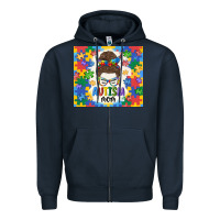 Navy autism mom Zipper Hoodie - MaliasSmallBusiness