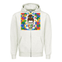 Oatmeal Heather autism mom Zipper Hoodie - MaliasSmallBusiness
