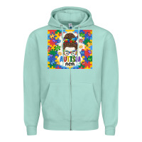 Seafoam autism mom Zipper Hoodie - MaliasSmallBusiness
