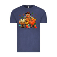 Vintage Denim thankful pumpkins and turkey Vintage Tee - AdoDesignShop