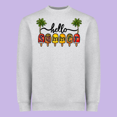 1hello Summer Heavyweight Sweatshirt Designed By Cowhidedigitalart