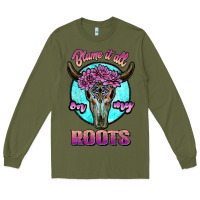 Army Green blame it all on my roots white Long Sleeve Tee - JahusDesignShop