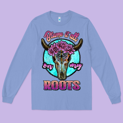Blame It All On My Roots White Long Sleeve Tee Designed By Jahusdesignshop