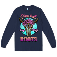 Navy blame it all on my roots white Long Sleeve Tee - JahusDesignShop