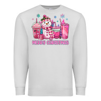 Dove Grey merry christmas snowman coffee cups Premium Sweatshirt - MaliasSmallBusiness