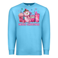 Ocean Blue merry christmas snowman coffee cups Premium Sweatshirt - MaliasSmallBusiness