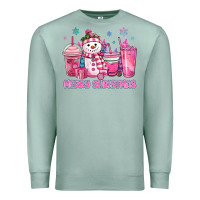 Seafoam merry christmas snowman coffee cups Premium Sweatshirt - MaliasSmallBusiness