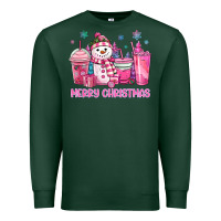 Sports Green merry christmas snowman coffee cups Premium Sweatshirt - MaliasSmallBusiness