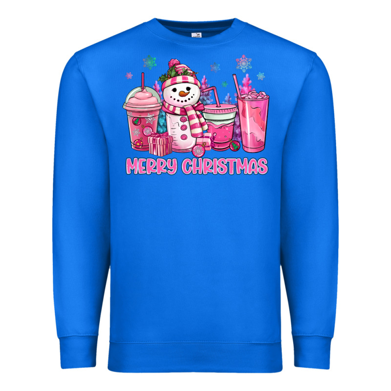 Merry Christmas Snowman Coffee Cups Premium Sweatshirt by MaliasSmallBusiness | Teevron