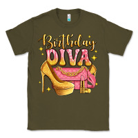 Army Green birthday diva pink and gold glitter Classic Tee - LillyAllenDesigns