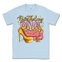 Dusty Blue birthday diva pink and gold glitter Classic Tee - LillyAllenDesigns