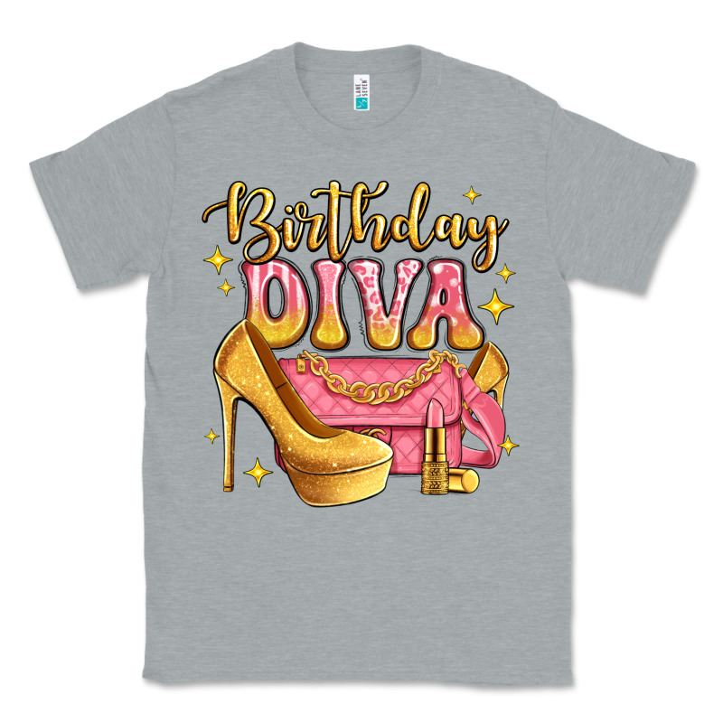 Birthday Diva Pink And Gold Glitter Classic Tee by LillyAllenDesigns | Teevron