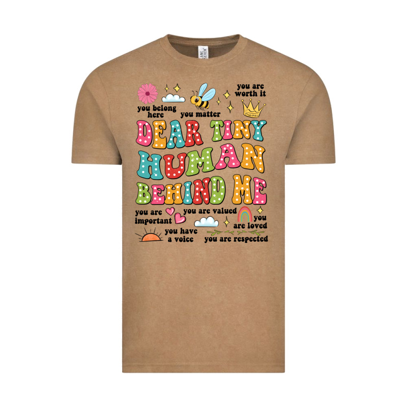 Customized Teacher Dear Tiny Human Behind Me Back Vintage Tee by JahusDesignShop | Teevron
