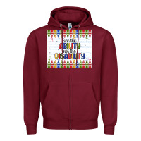 Burgundy see the ability not the disability Zipper Hoodie - MaliasSmallBusiness