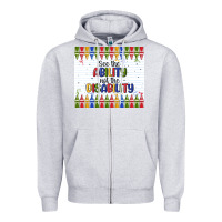 Heather Grey see the ability not the disability Zipper Hoodie - MaliasSmallBusiness