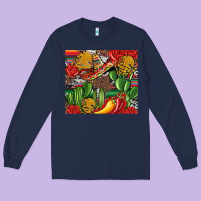 Mexican Cacti Long Sleeve Tee Designed By Artiststas