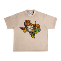 French Oak bull skull texas map western Urban Heavy Tee - BarkalooDesign