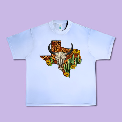 Bull Skull Texas Map Western Urban Heavy Tee Designed By Barkaloodesign