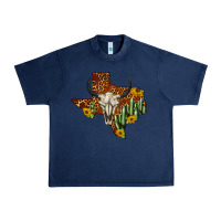 Navy bull skull texas map western Urban Heavy Tee - BarkalooDesign