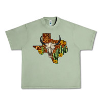 Oil Green bull skull texas map western Urban Heavy Tee - BarkalooDesign