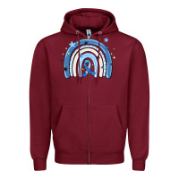 Burgundy in april wear blue autism awareness Zipper Hoodie - MaliasSmallBusiness
