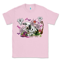 Bubblegum Pink halloween cow and ghosts Classic Tee - AdoDesignShop