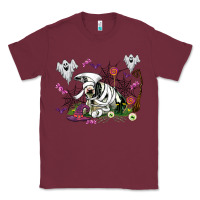 Burgundy halloween cow and ghosts Classic Tee - AdoDesignShop