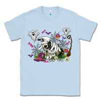 Dusty Blue halloween cow and ghosts Classic Tee - AdoDesignShop