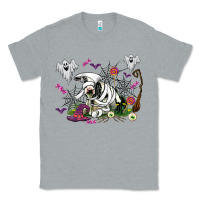 Heather Grey halloween cow and ghosts Classic Tee - AdoDesignShop