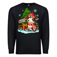 Black merry christmas cow Premium Sweatshirt - MaliasSmallBusiness
